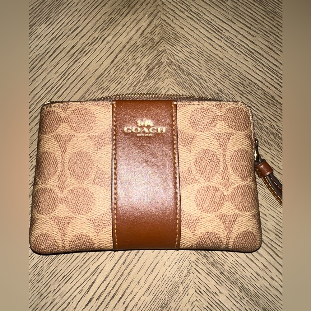 Coach Brown and Tan Signature Pouch